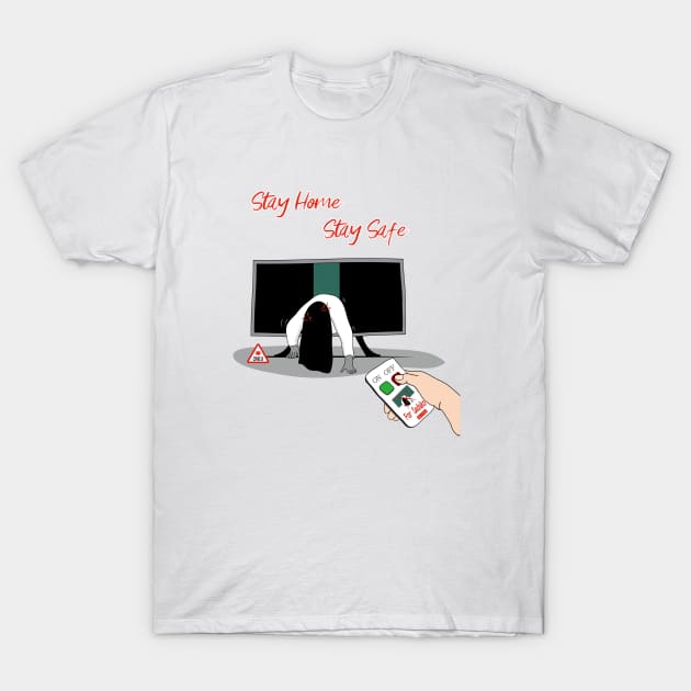 japan ghost Sadako Stay home & stay safe_covid19 Lockdown T-Shirt by jessie848v_tw